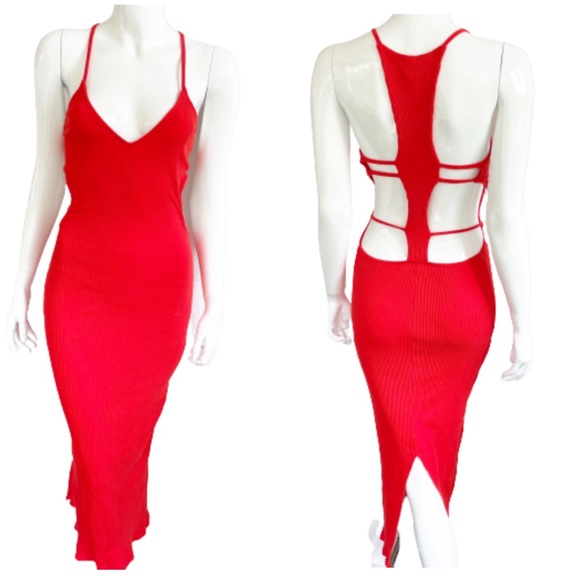 Free People Beach Orange Bodycon Cutout Dress Sexy